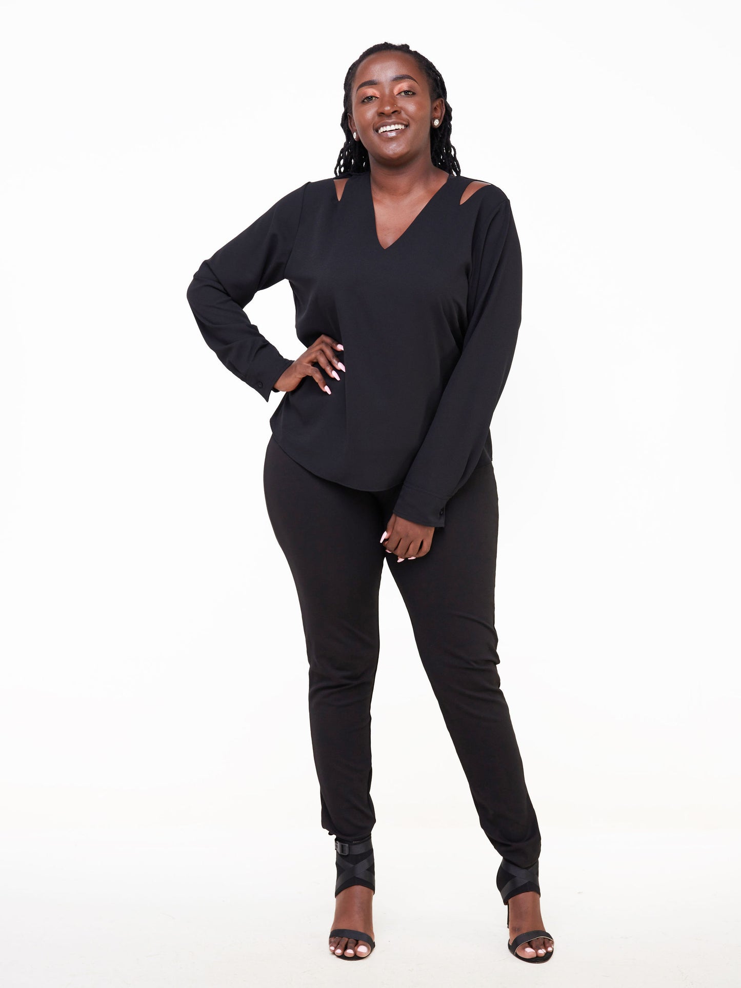 Vivo Nasara Shoulder Cut Out Top - Black
