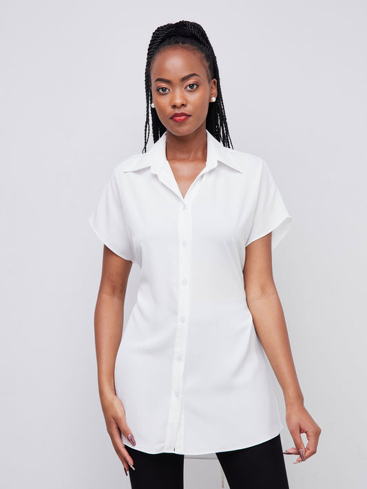 Vivo Dali Drop Shoulder Tunic Shirt - White