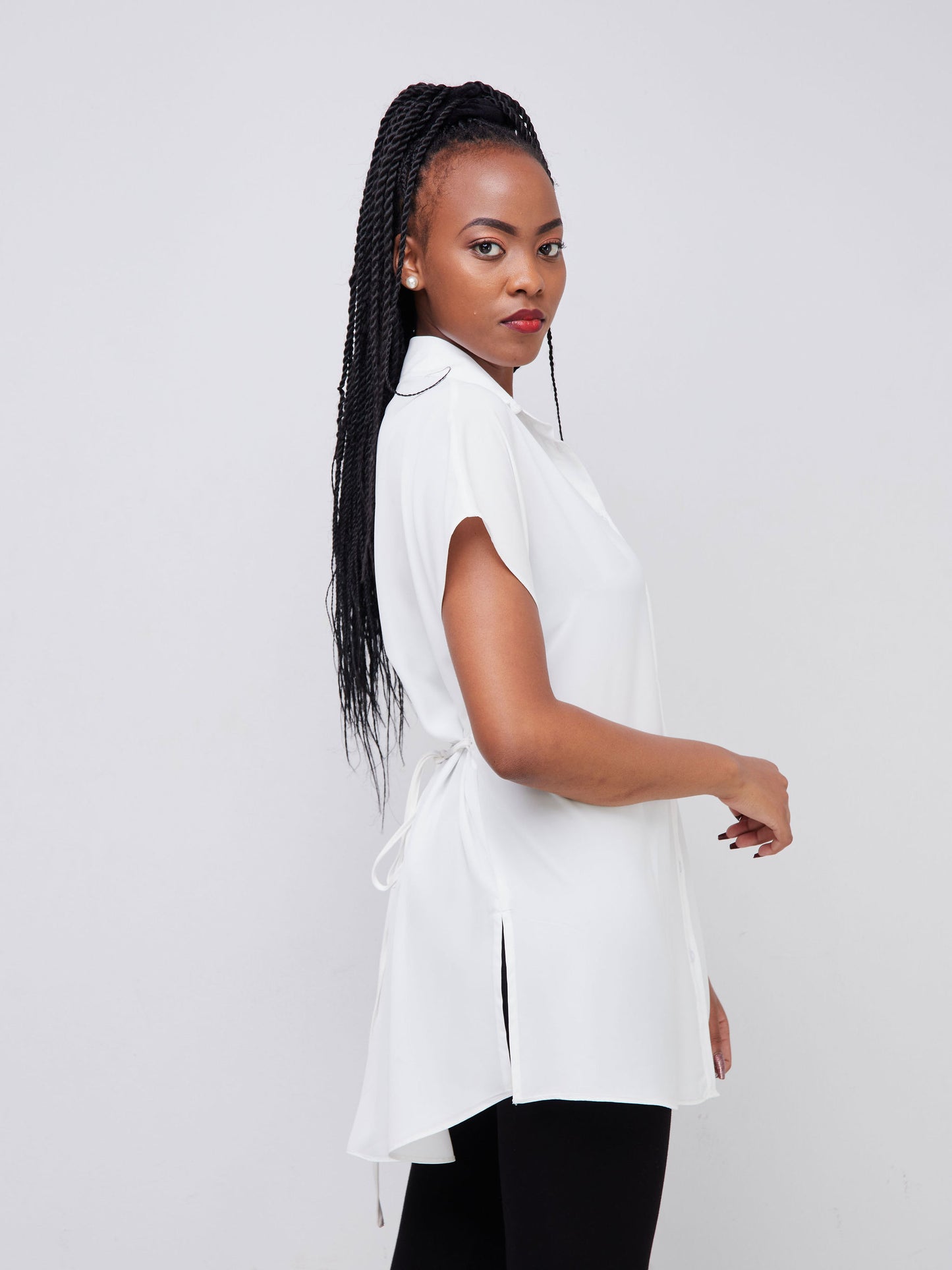Vivo Dali Drop Shoulder Tunic Shirt - White