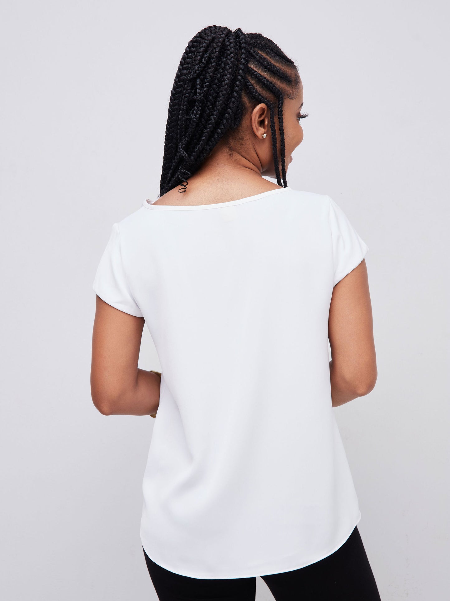 Vivo Basic Crepe Cap Sleeved Top - White