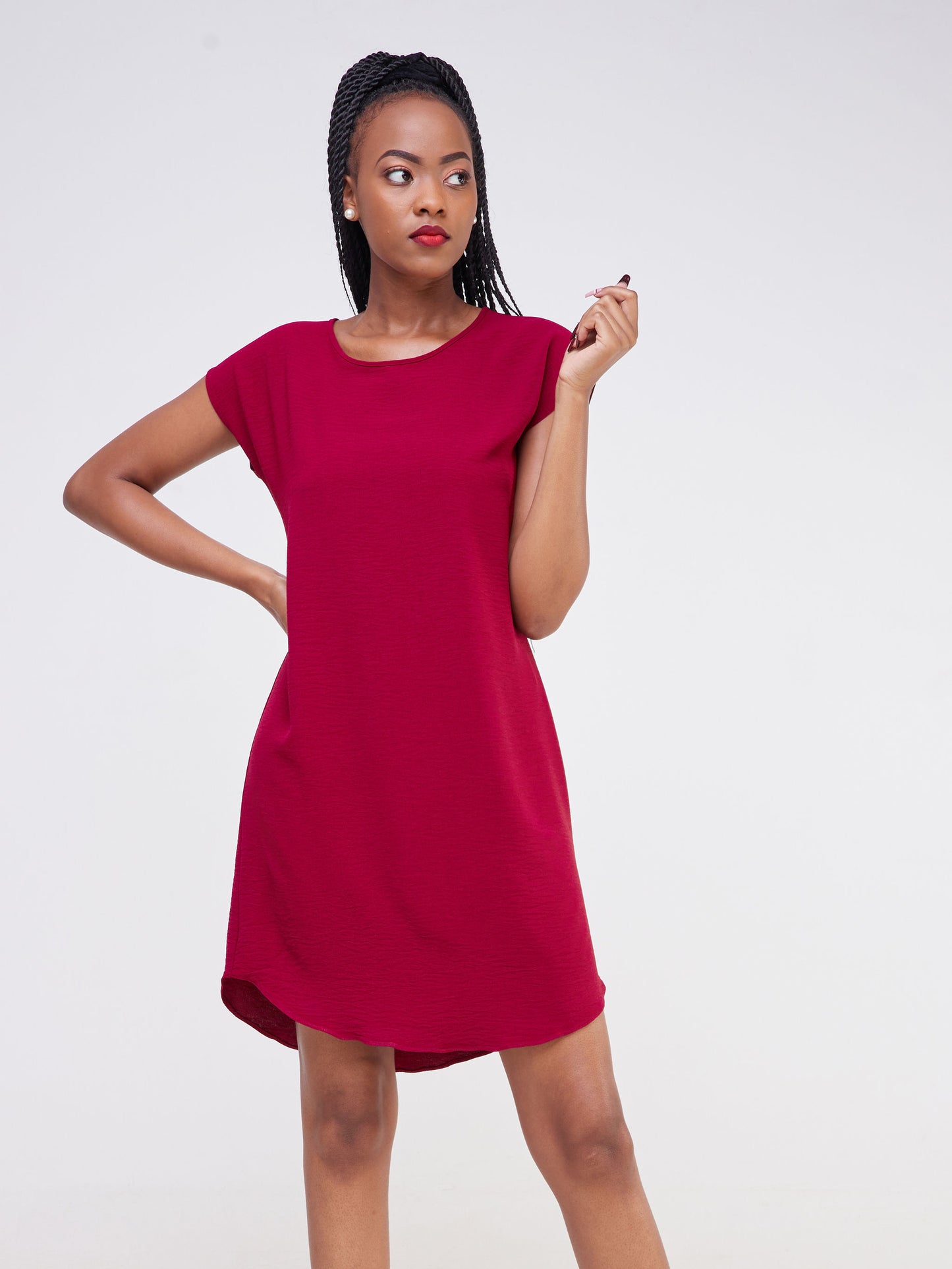 Vivo Maua Drop Shoulder T-shirt Dress - Maroon