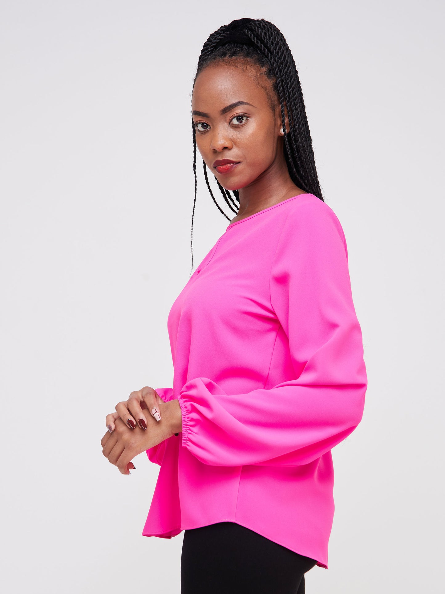 Vivo Sierra Bishop Sleeve Top - Neon Pink