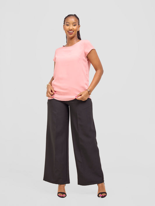 Vivo Basic Chiffon Cap Sleeve Top (Double Layered) - Pink