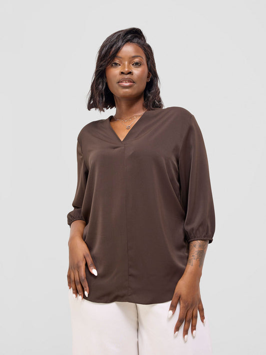 Vivo Dua 3/4 Sleeved V Neck Shirt - Mulberry