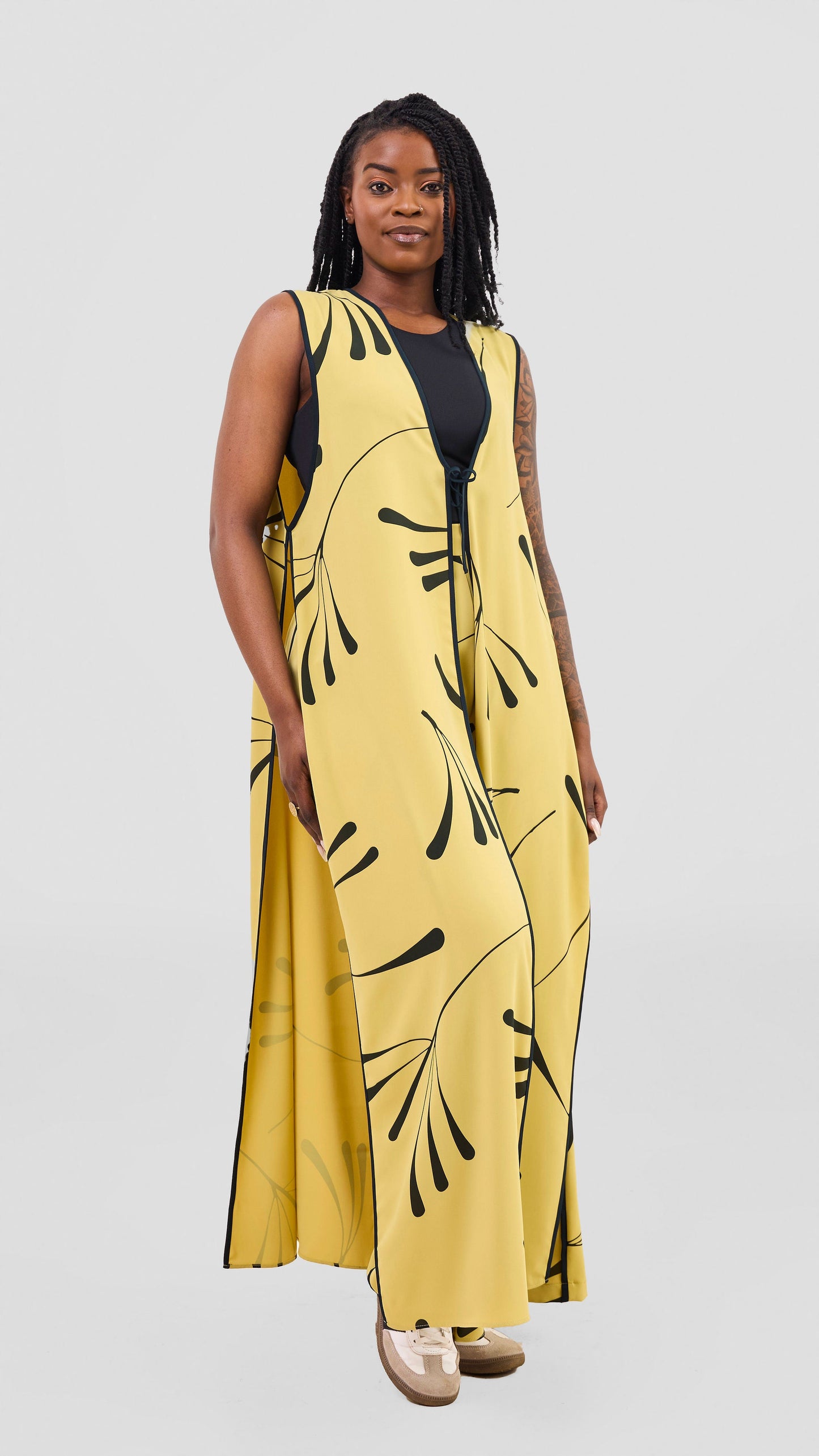 Vivo Nuru Side Panel Wide Leg Pants - Lime / Black Uru Print