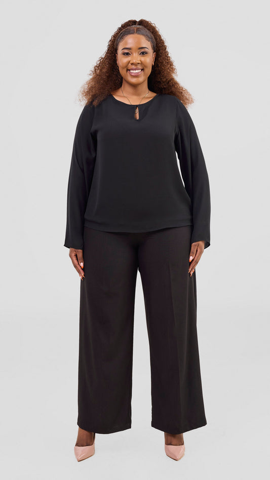 Vivo Sierra Long Sleeve Top(Double Layered) - Black