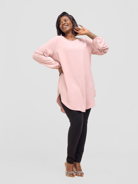 Vivo Basic Tsavo Scalloped Chiffon Top - Taupe