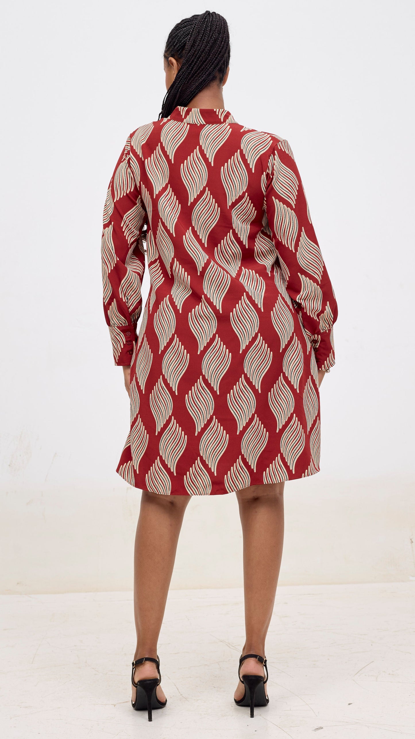 Vivo Kani Tent Shirt Dress - Burgundy / Black Print