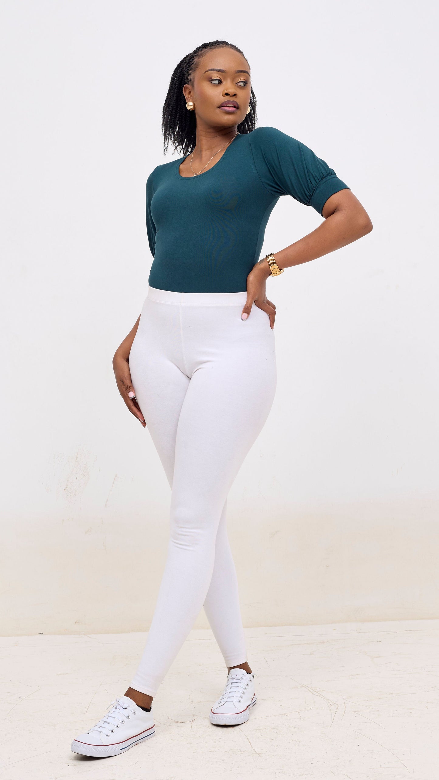 Vivo Tana Puff Sleeve Bodysuit In Jersey - Dark Green