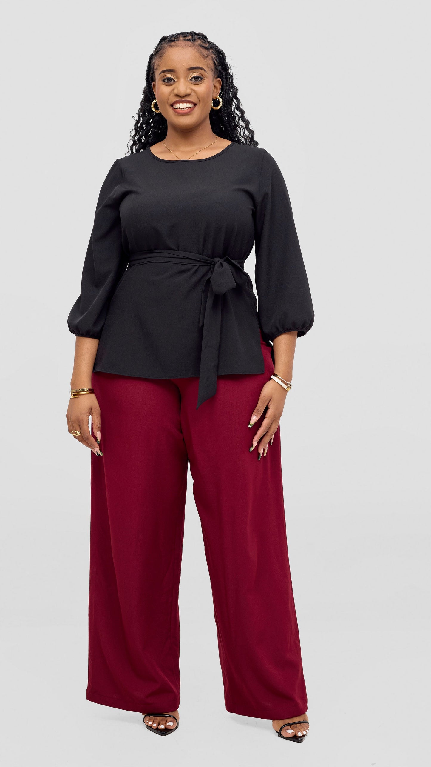 Vivo Kani Bishop Sleeve Top - Black