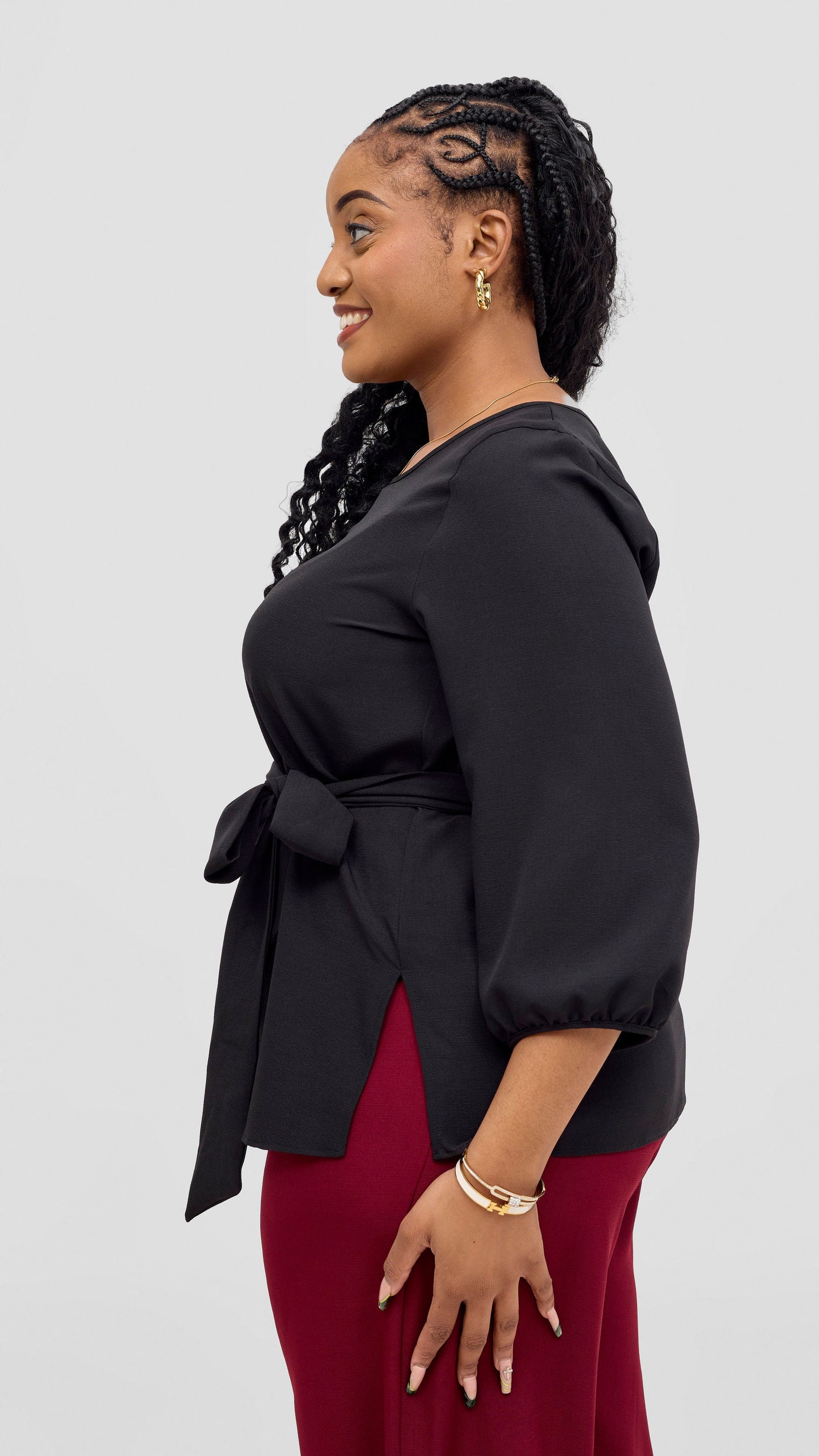 Vivo Kani Bishop Sleeve Top - Black
