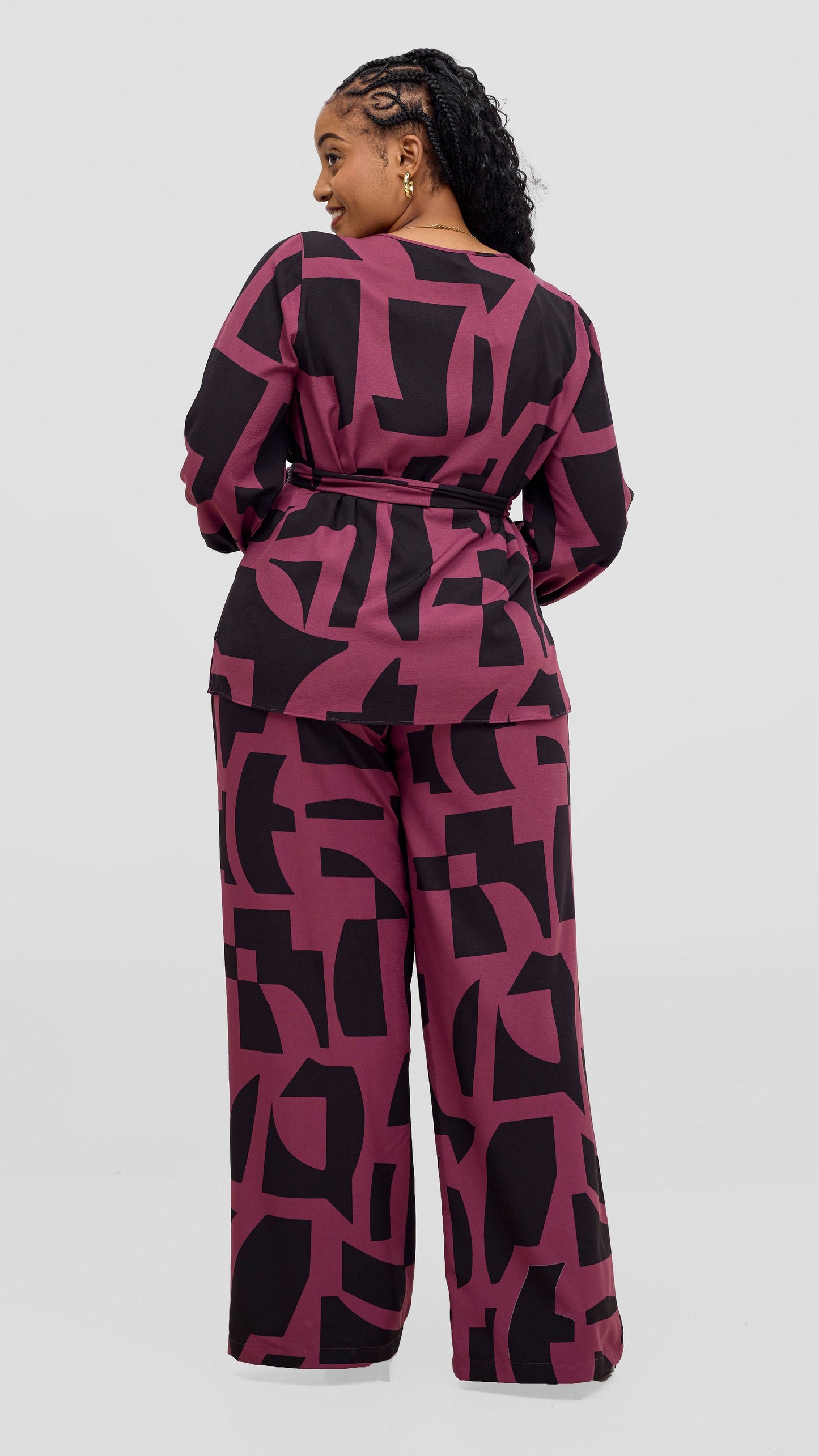 Vivo Kani Bishop Sleeve Top - Dusty Pink / Black Dashen Print