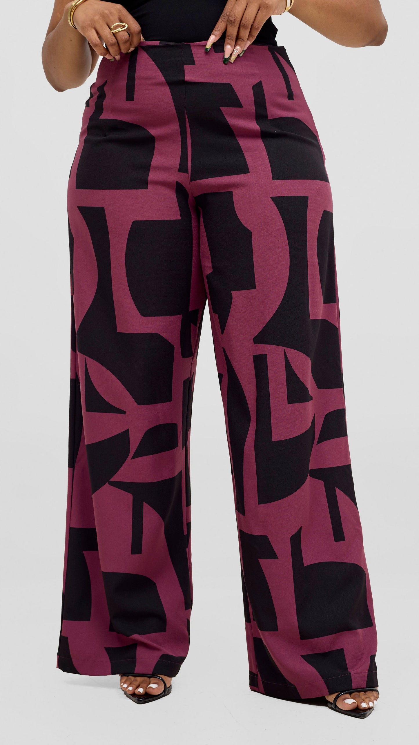 Vivo Kani Wide Leg Pants - Dusty Pink / Black Dashen Print