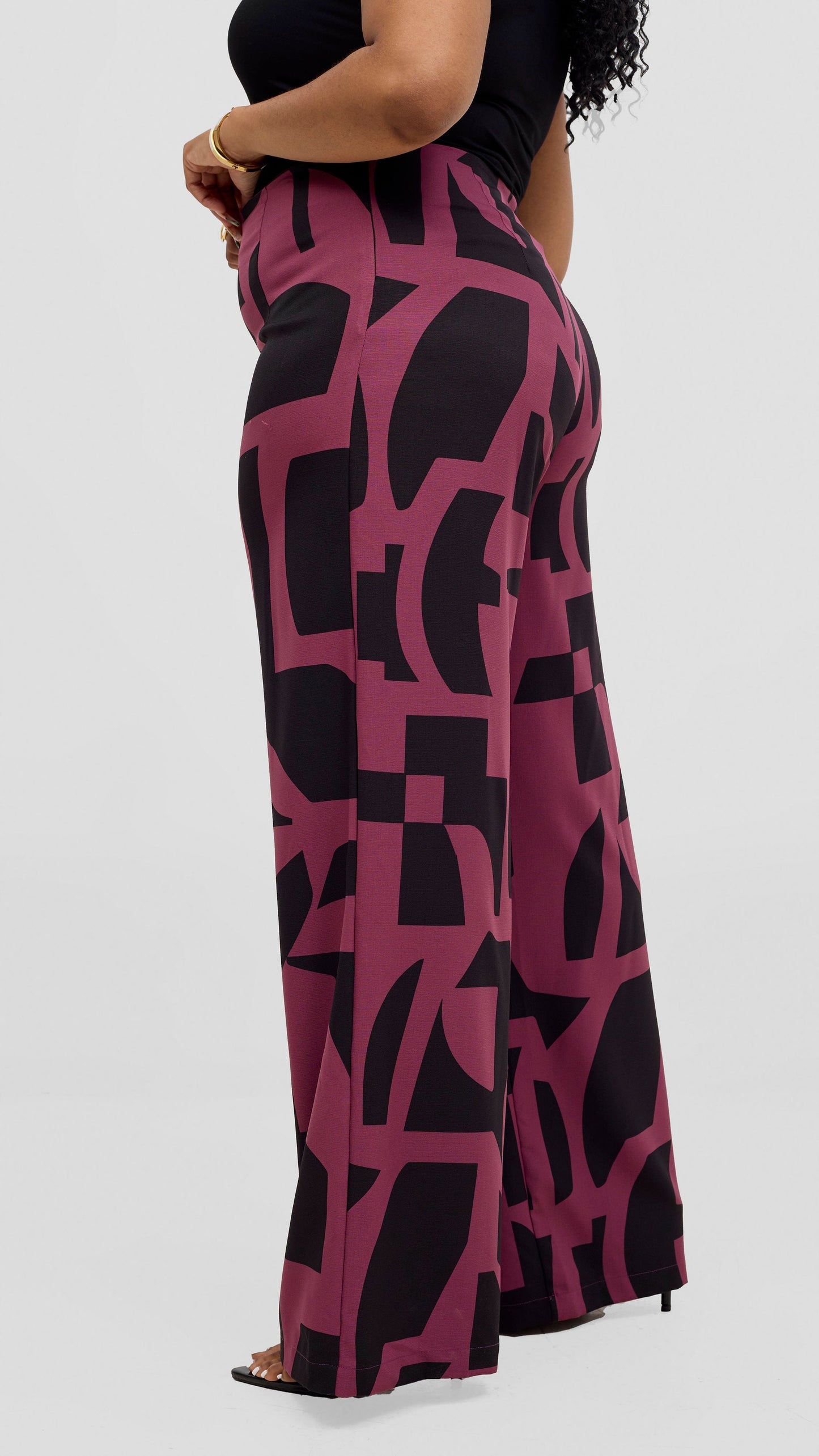 Vivo Kani Wide Leg Pants - Dusty Pink / Black Dashen Print