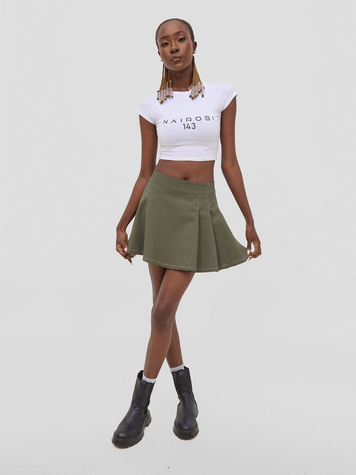 Zoya X Metamorphisized 143 Pleated Mini Skirt - Hunters