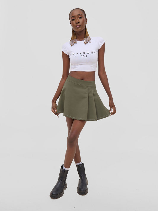 Zoya X Metamorphisized 143 Pleated Mini Skirt - Hunters