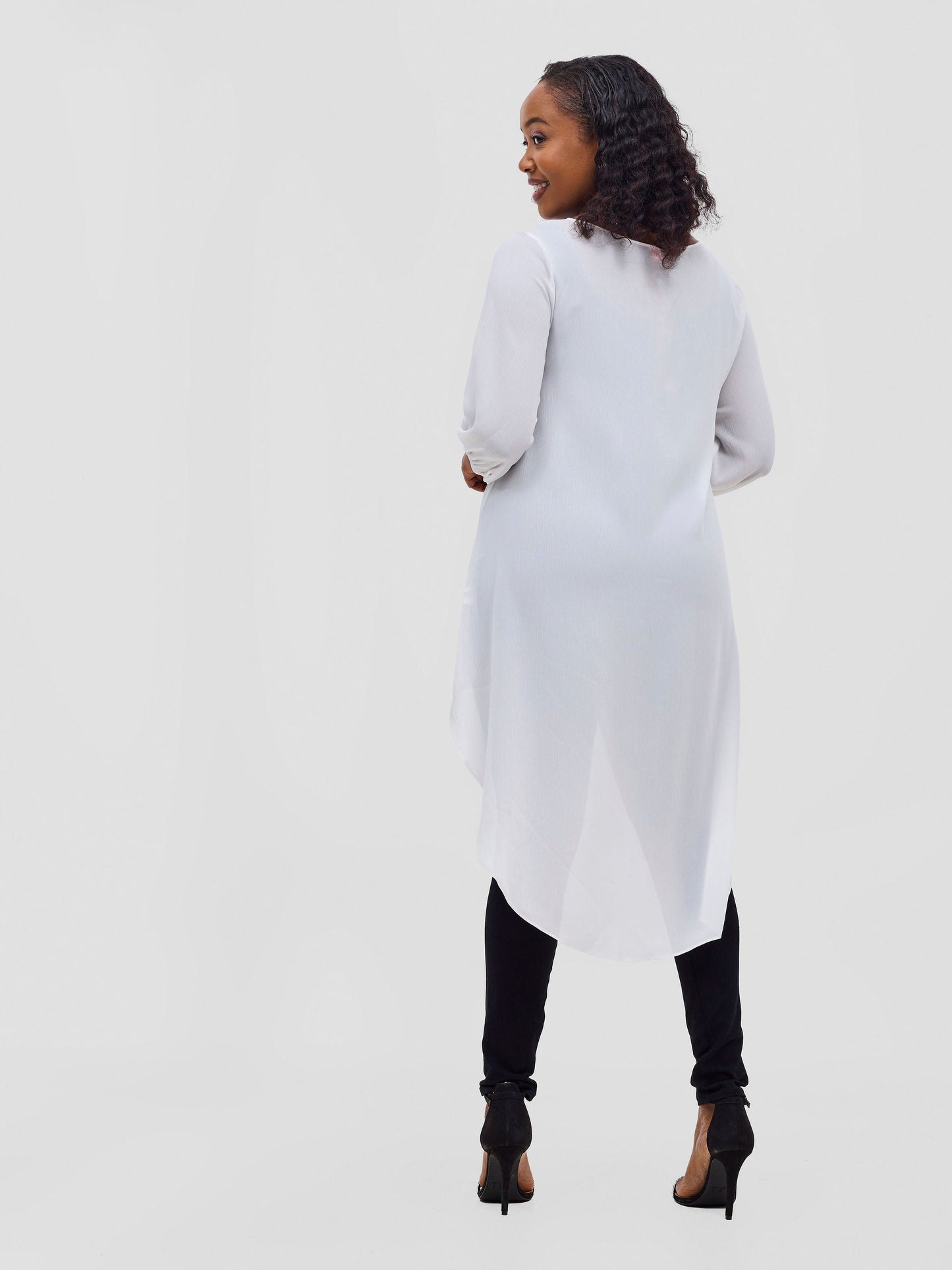 Vivo Basic Nalia High-low Chiffon Top - White Textured