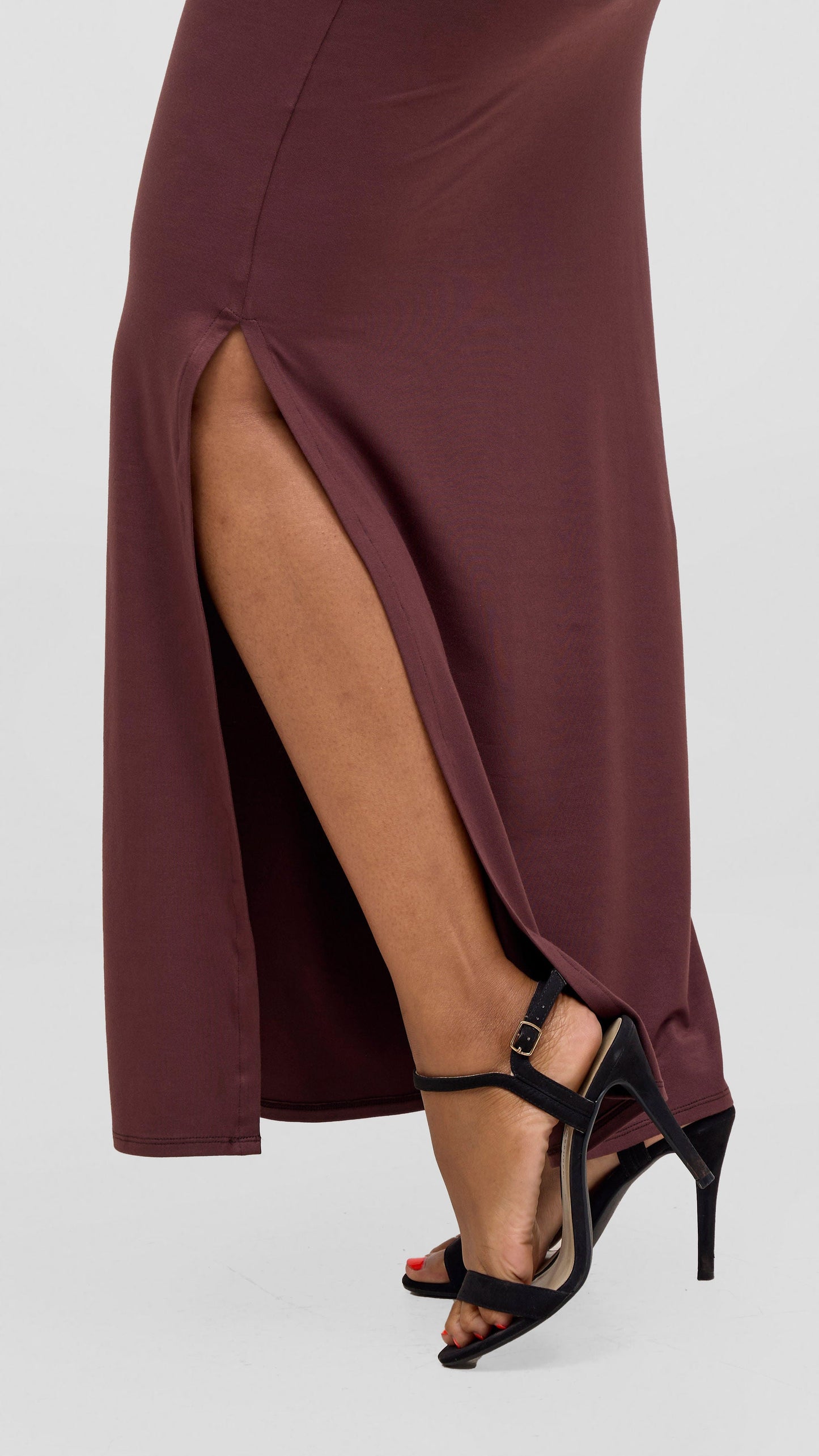 Vivo Ari Sleeveless Straight Maxi Slit Dress - Chocolate Brown