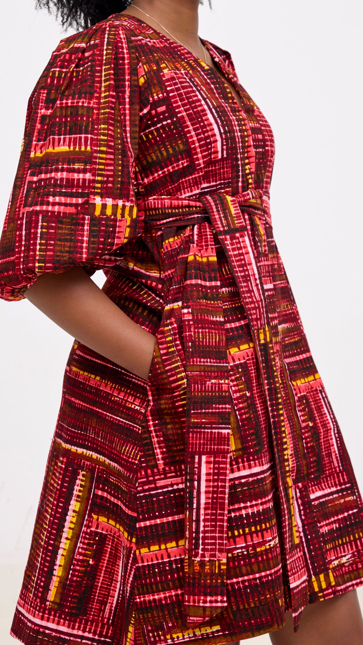 Safari Tara Bishop Sleeve Dress - Maroon / Pink Ara Print