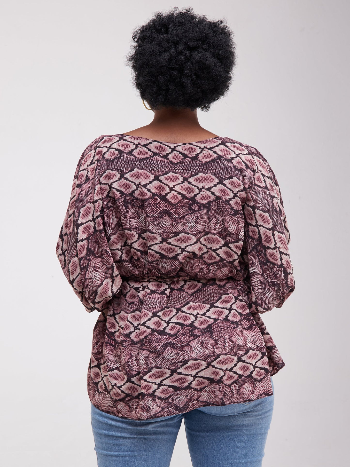 Safari Maisha Wide Loose Top - Pink / Maroon Print
