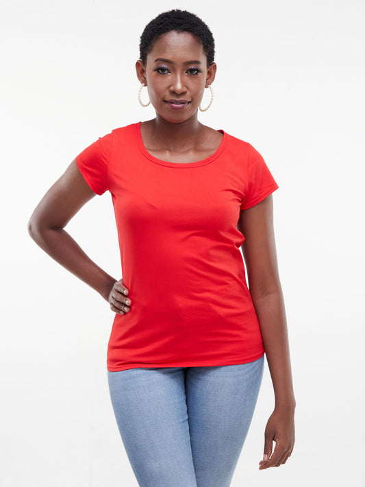 Vivo Everyday Cap Sleeve Top in Jersey - Red