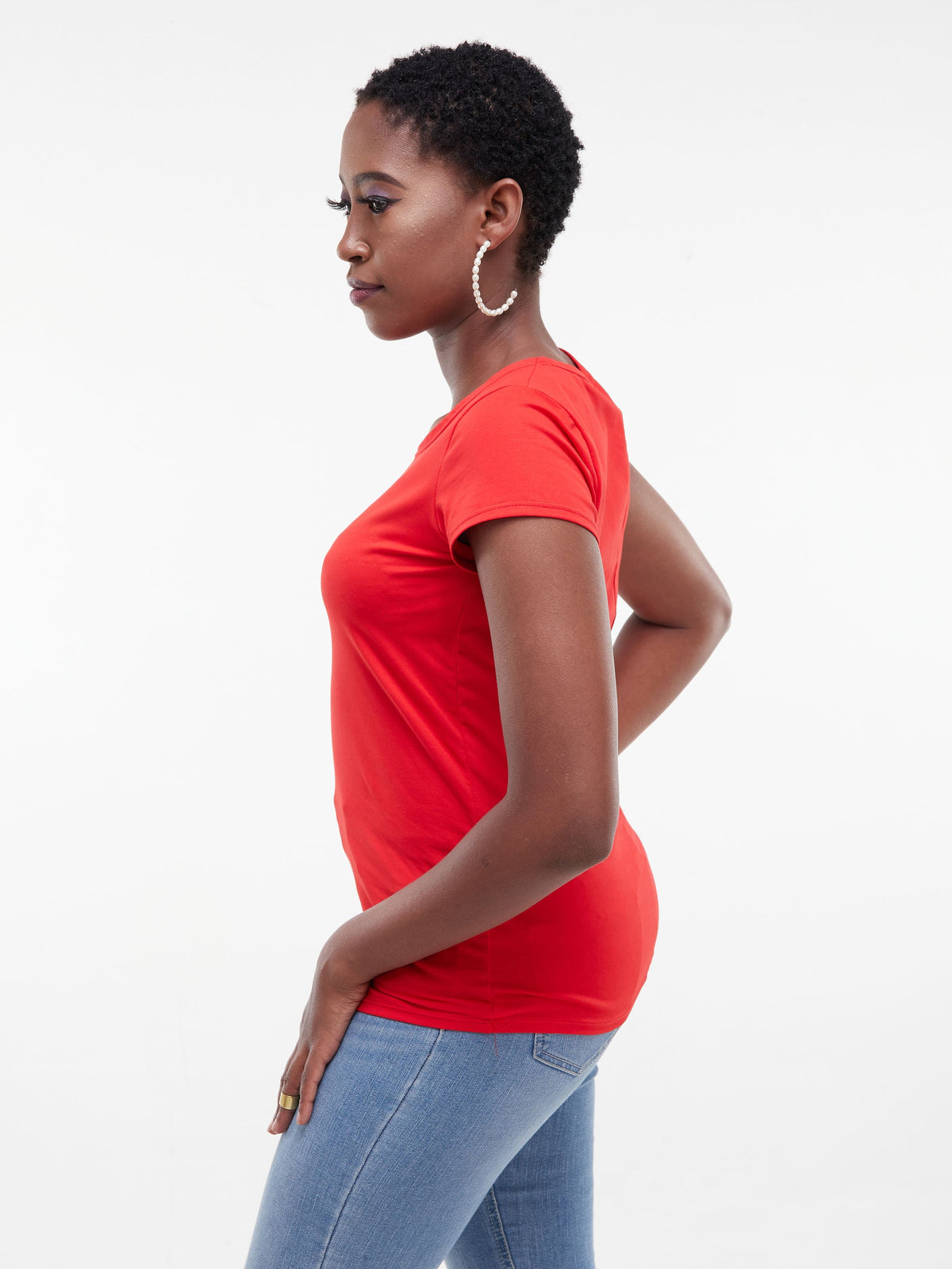 Vivo Everyday Cap Sleeve Top in Jersey - Red