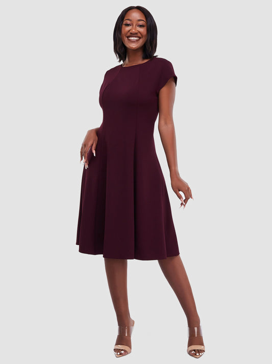 Vivo Basic Escape A-Line Dress - Burgundy