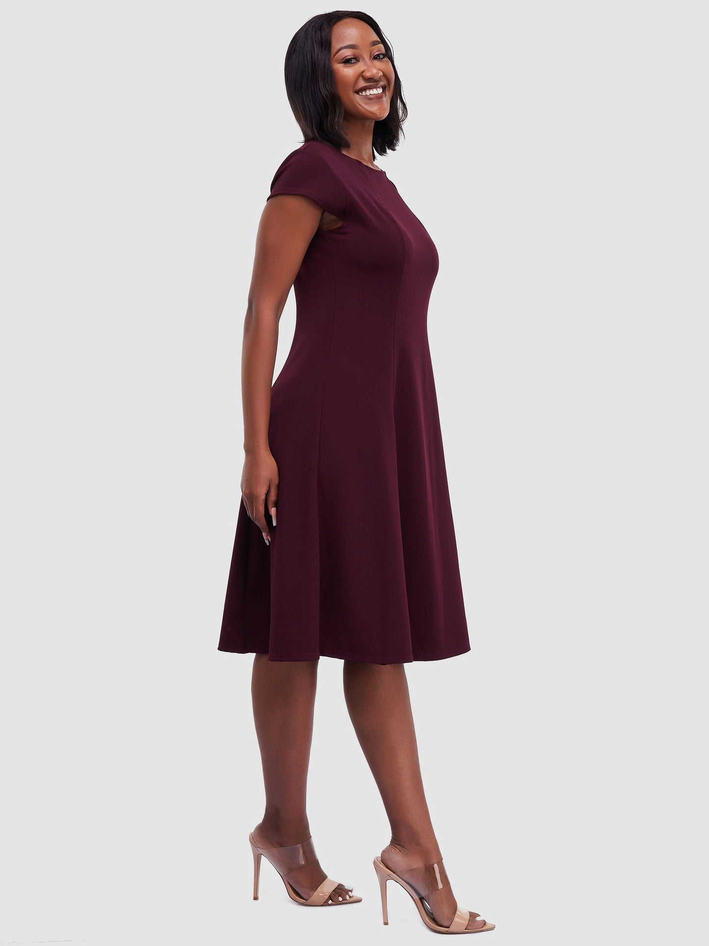 Vivo Basic Escape A-Line Dress - Burgundy