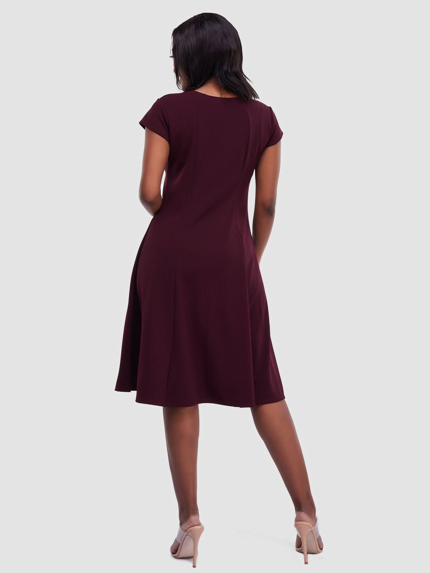 Vivo Basic Escape A-Line Dress - Burgundy
