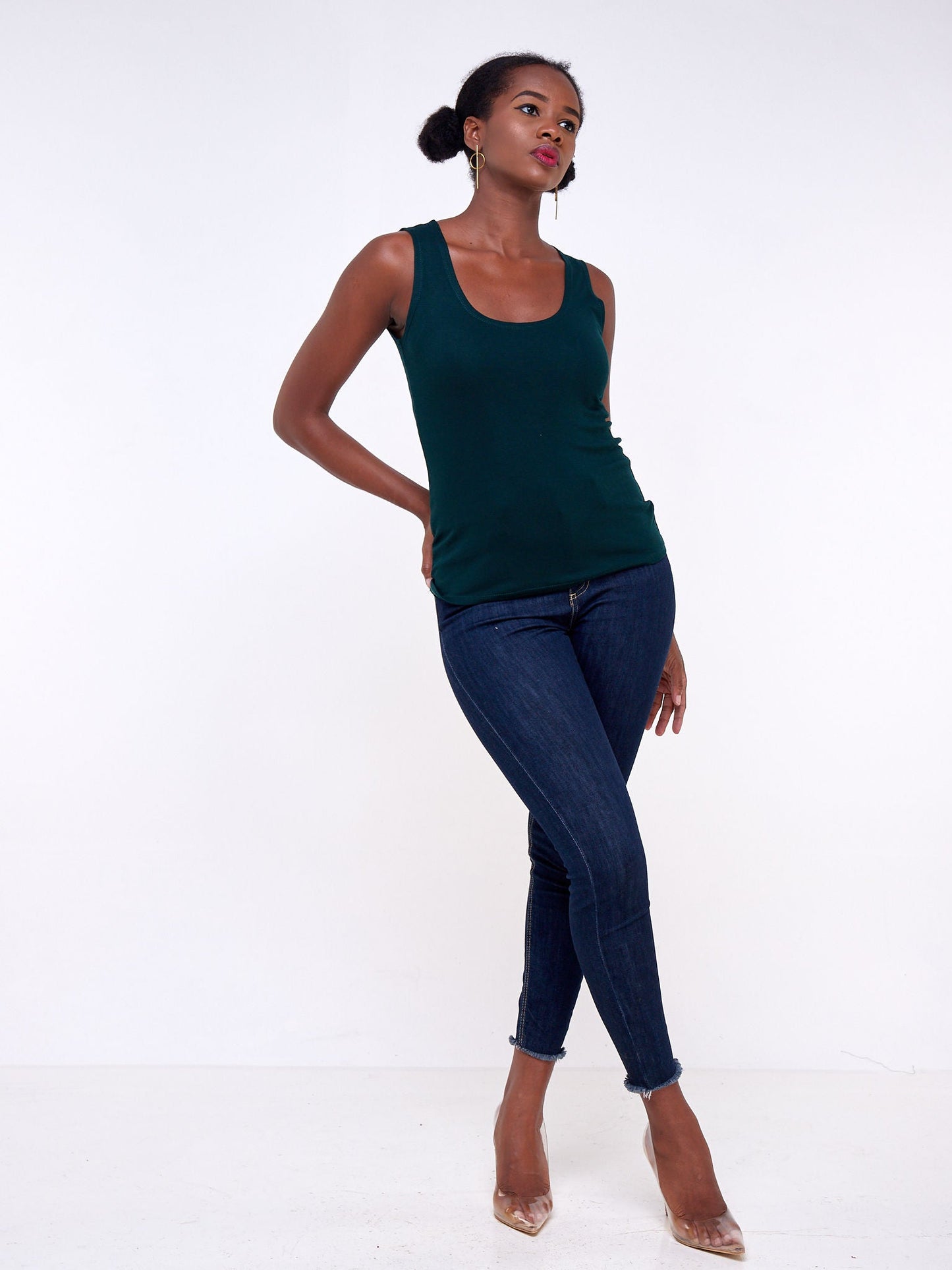 Zoya Basic Val Tank Top - Dark Green