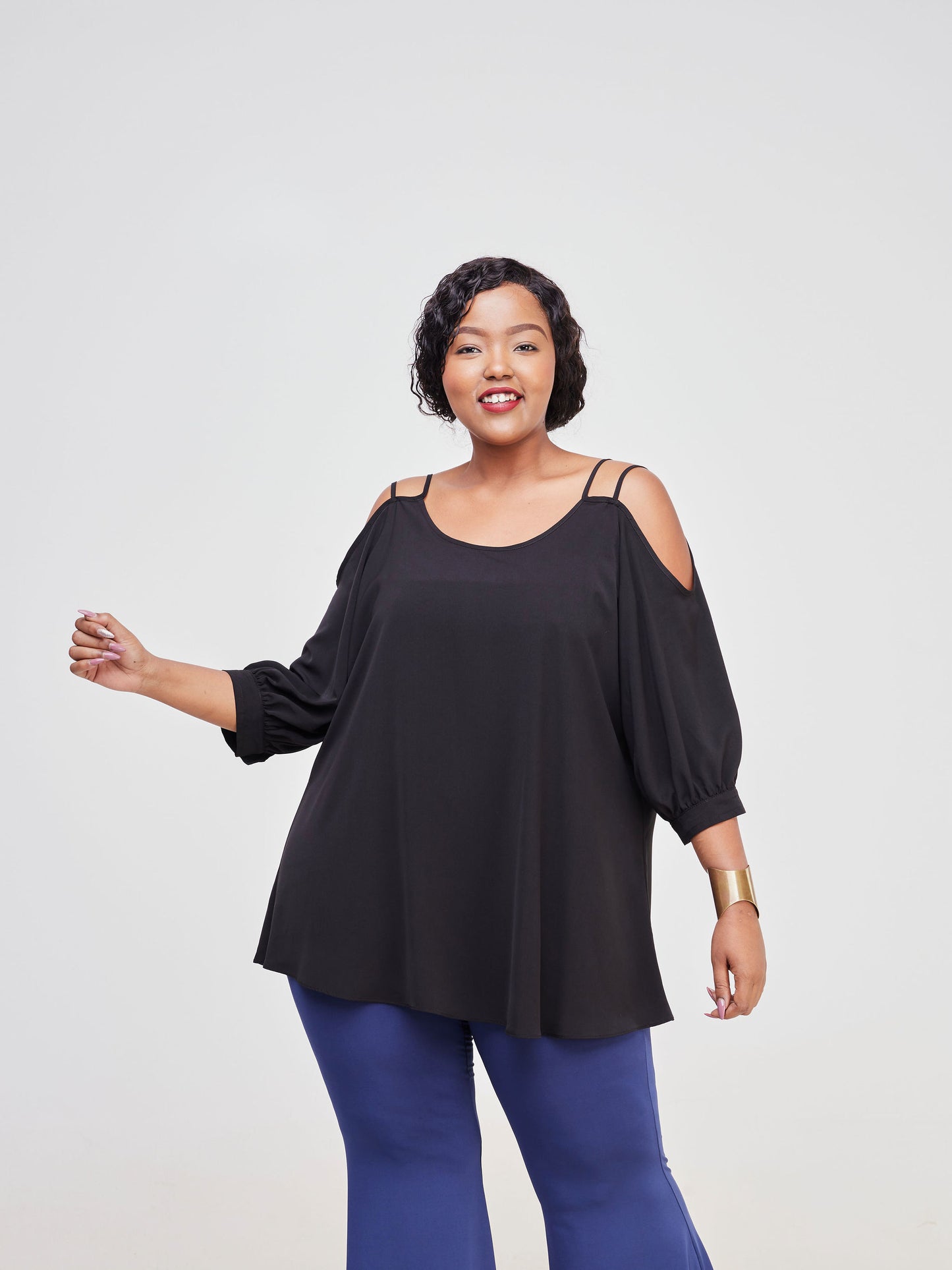 Vivo Dali Strappy Cold Shoulder Top - Black