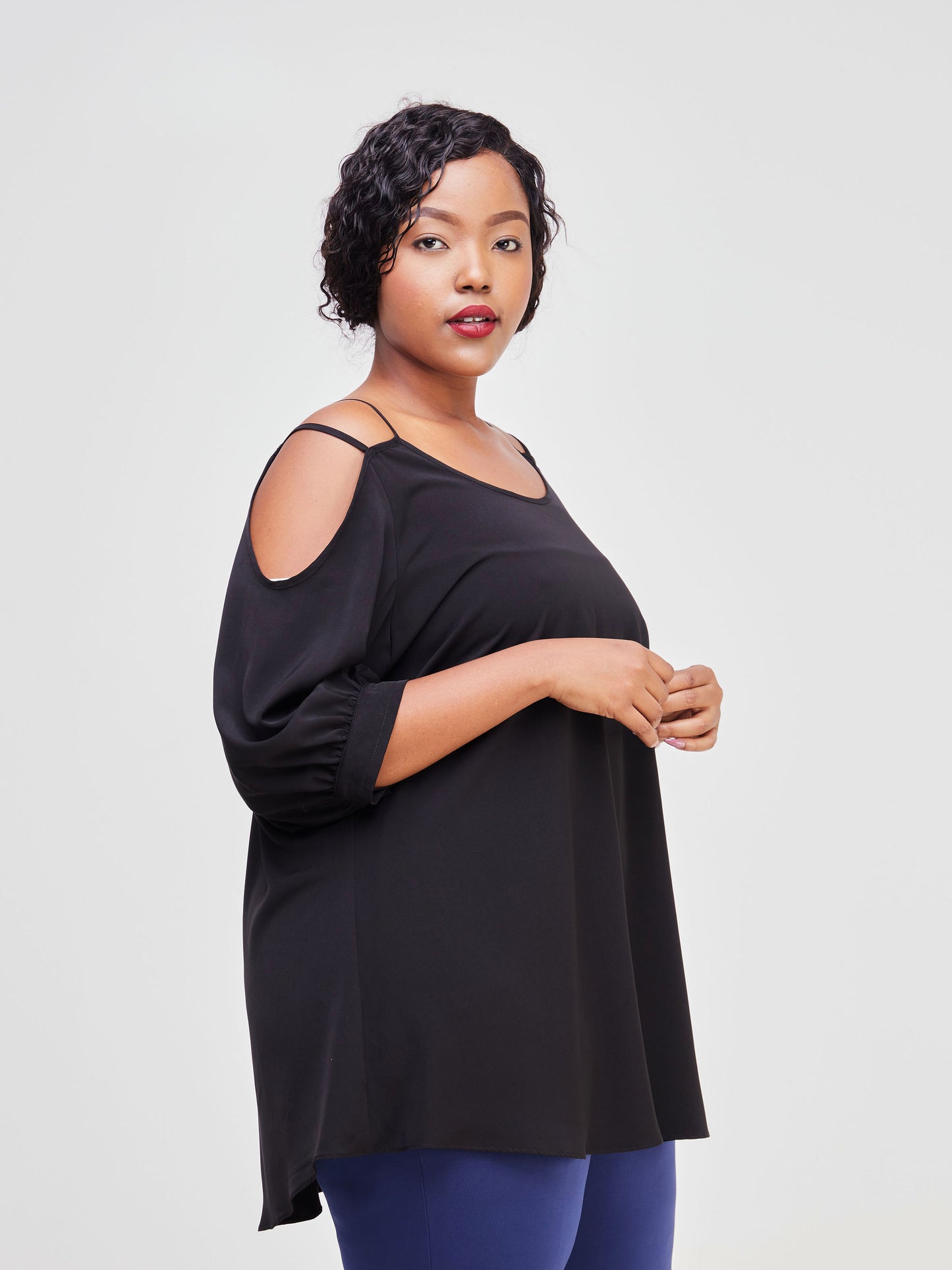 Vivo Dali Strappy Cold Shoulder Top - Black