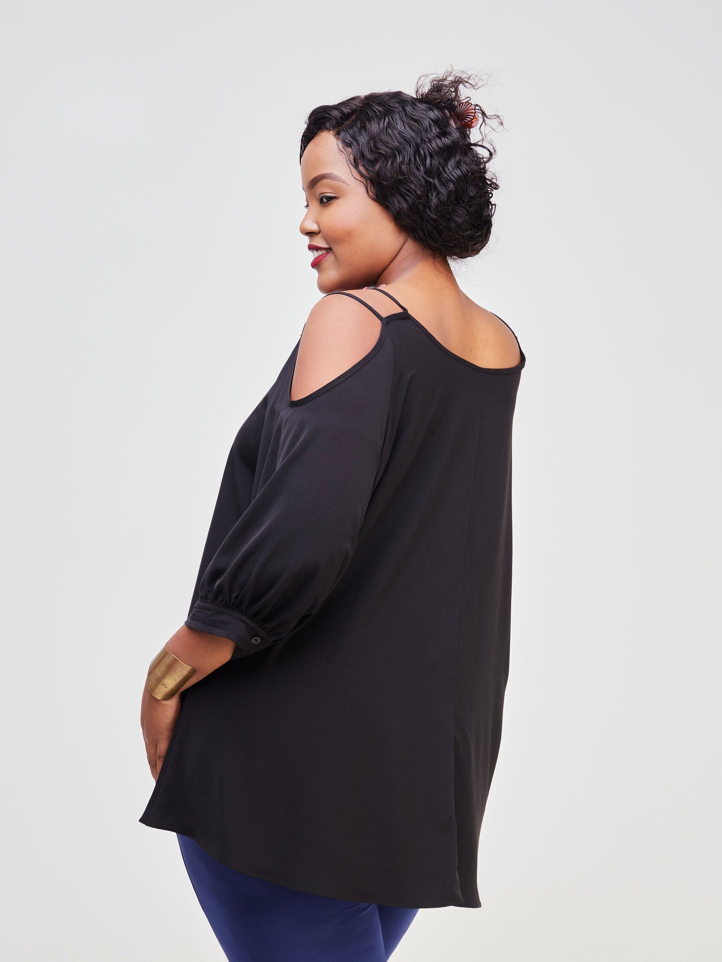 Vivo Dali Strappy Cold Shoulder Top - Black