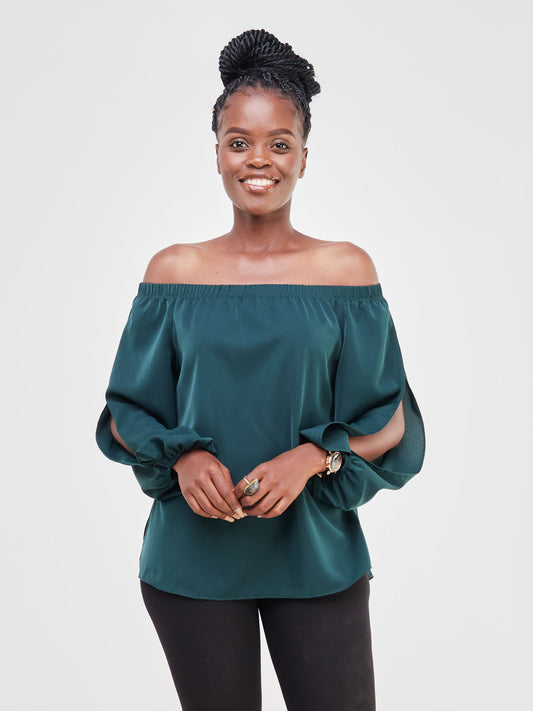 Vivo Yumi Off Shoulder Top - Dark Green