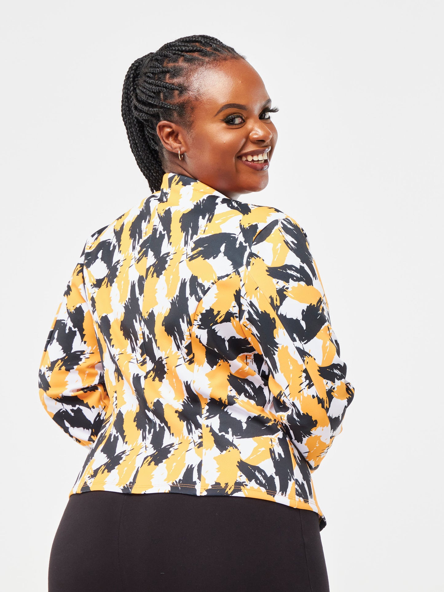 Vivo Tuni Long Sleeve Jacket - Mustard / Black Abstract Print