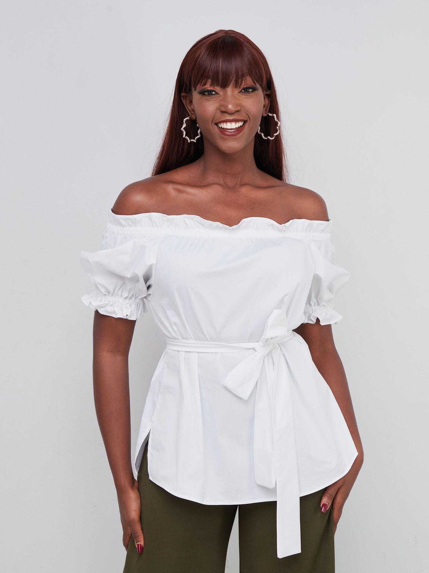Safari Mali Off Shoulder Ruffle Top - White