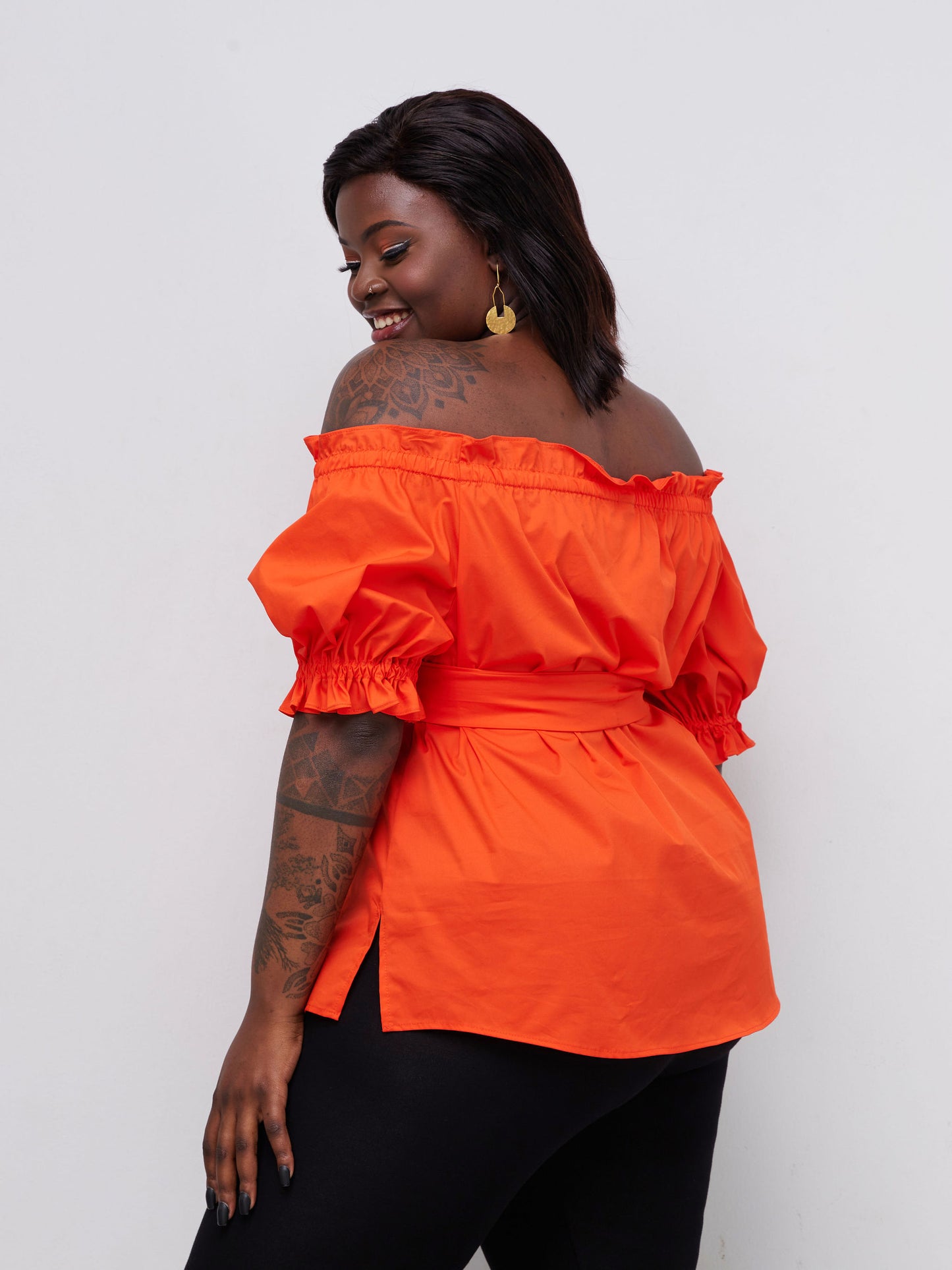 Safari Mali Off Shoulder Ruffle Top - Orange