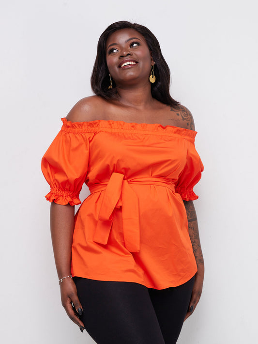 Safari Mali Off Shoulder Ruffle Top - Orange