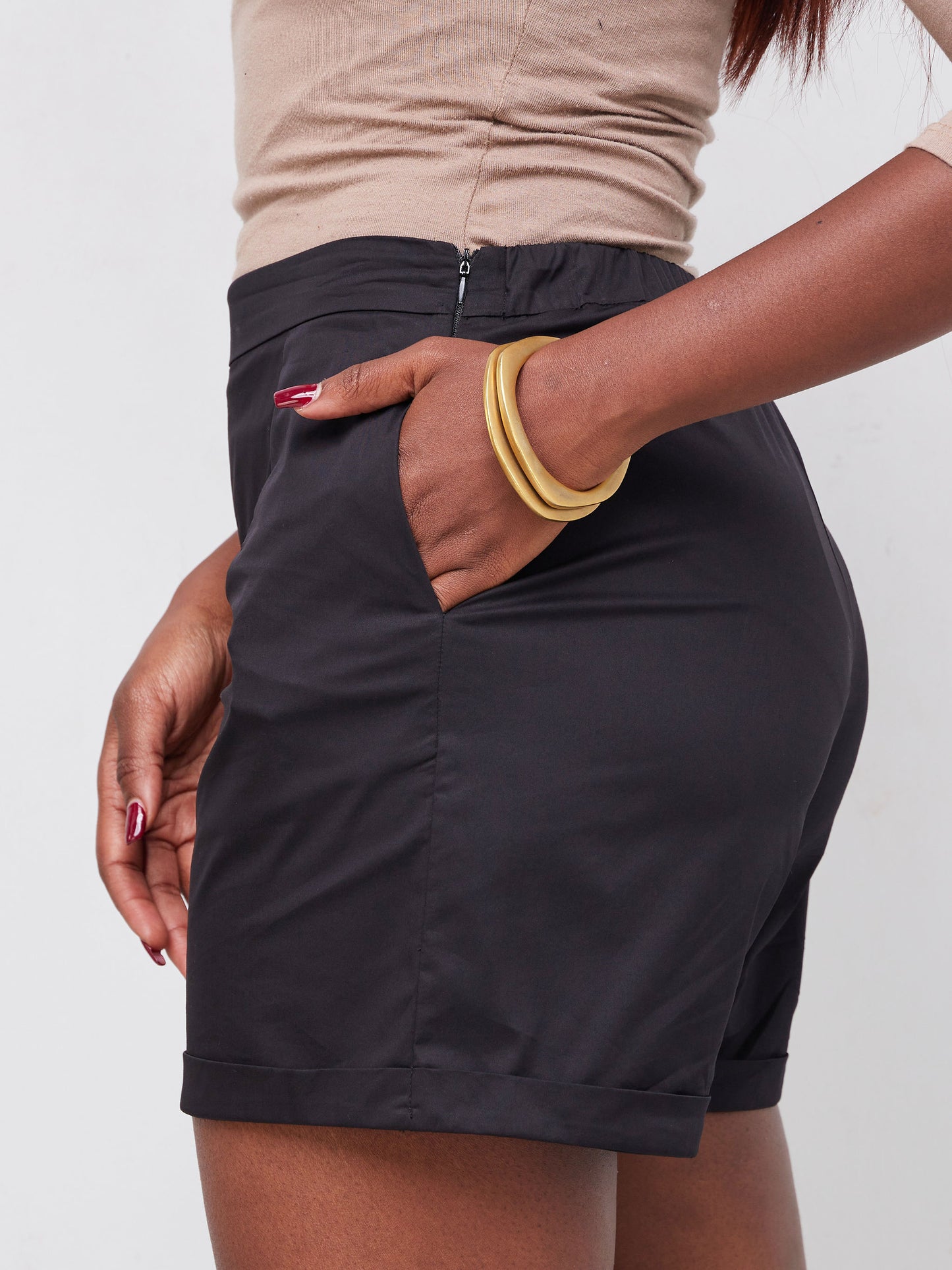 Safari Mali Turn Up Hem Shorts - Black