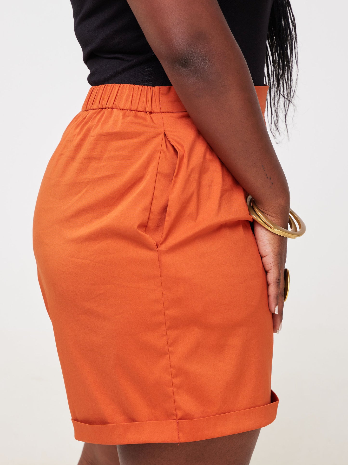 Safari Mali Turn Up Hem Shorts - Rust