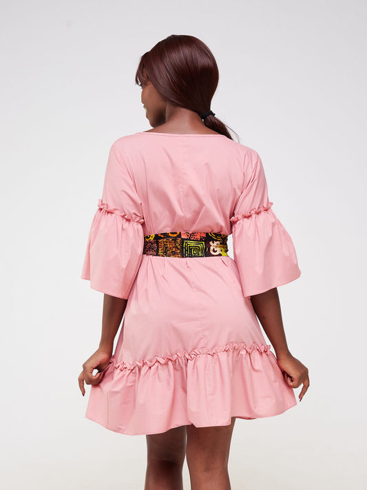 Safari Tawi Flounce Tent Dress - Peach