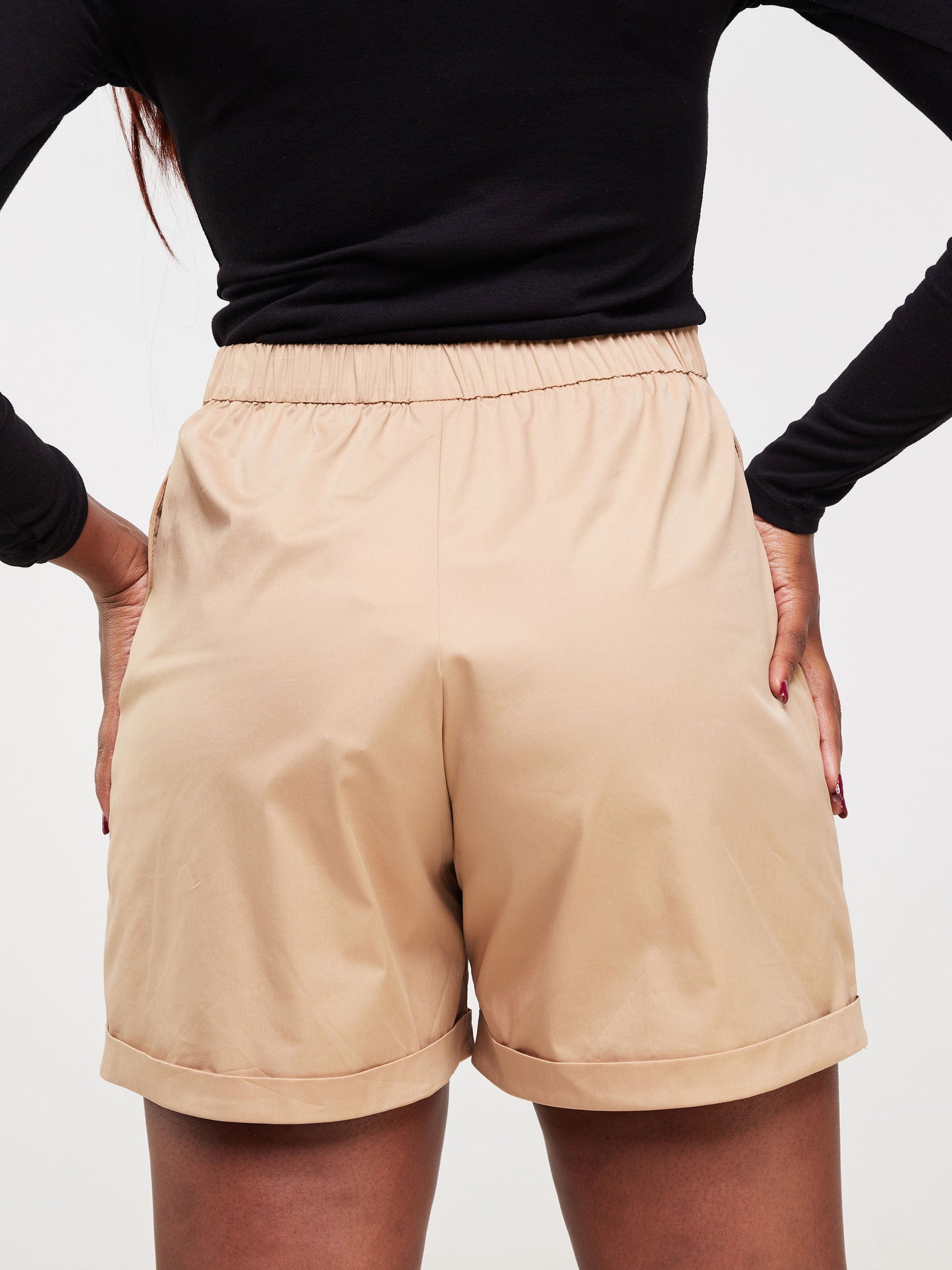 Safari Mali Turn Up Hem Shorts - Taupe