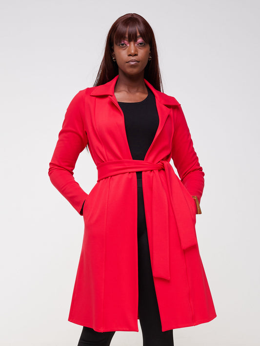 Vivo Basic Trench Coat - Red