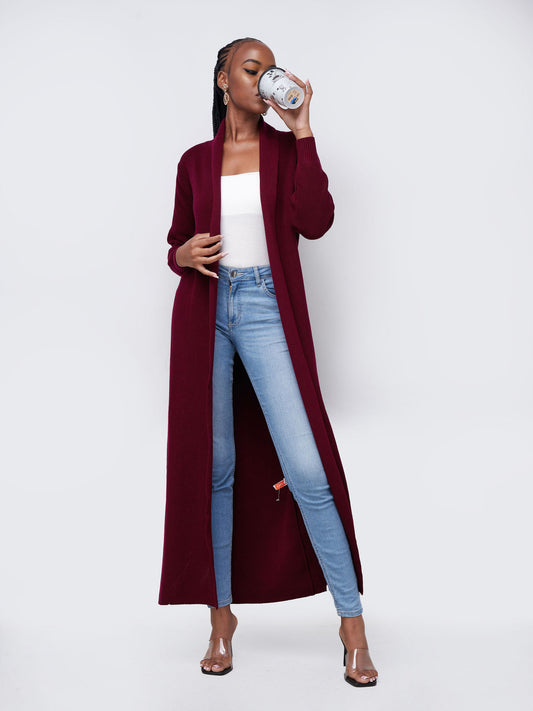 Vivo Long Sleeve Maxi Waterfall - Maroon