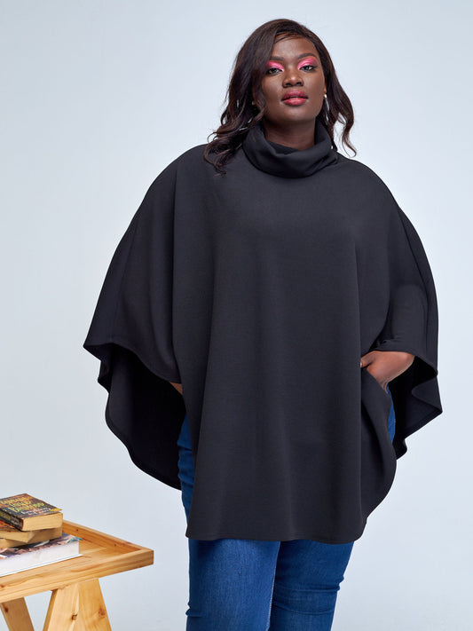 Vivo Amali Turtleneck Cape - Black