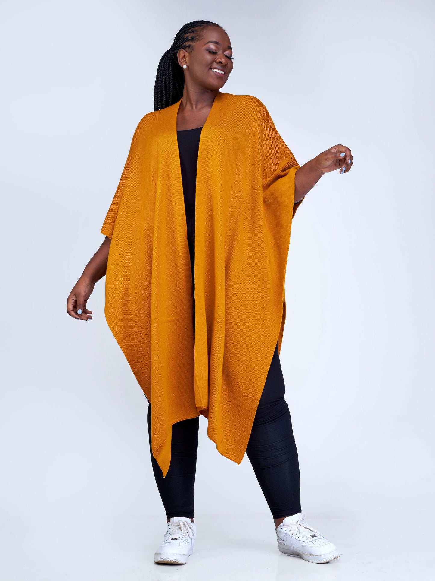 Vivo Basic Double Layered Wrap Poncho (Without Fringe) - Mustard