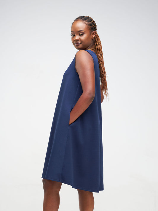 Vivo Hema Sleeveless Tent Dress - Navy Blue