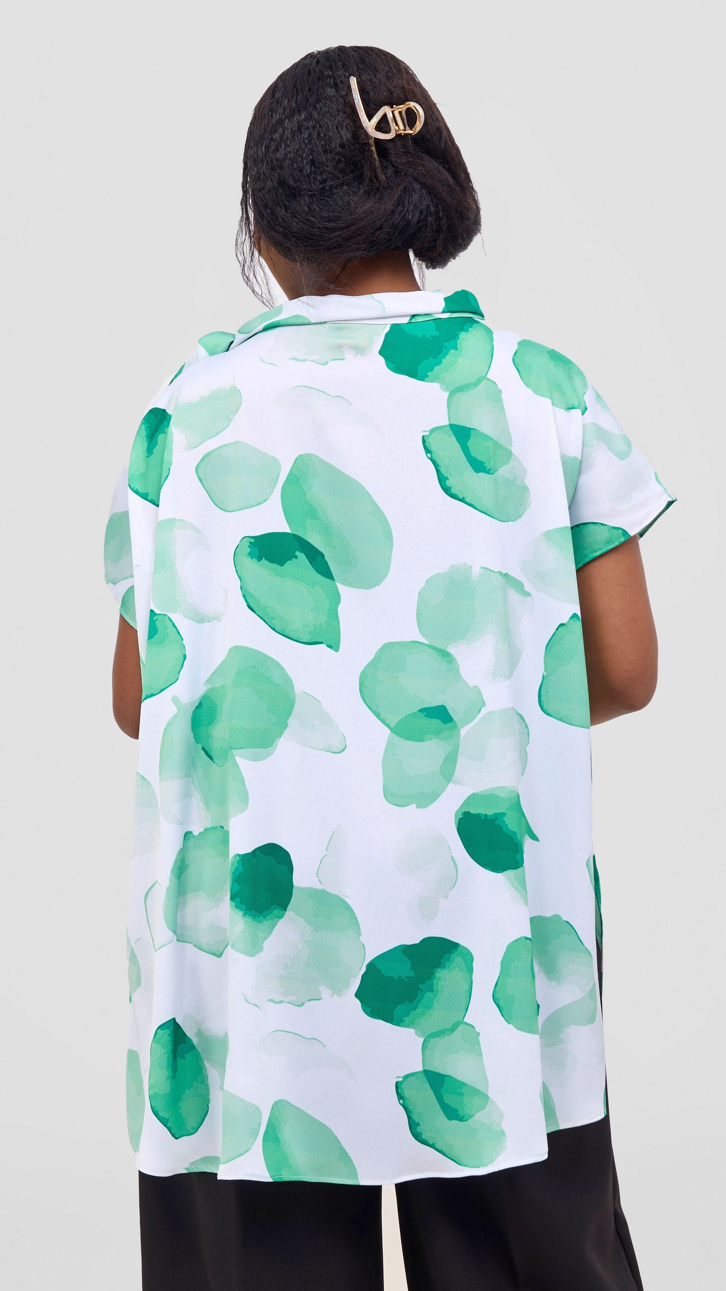 Vivo Takali Tunic Top - White / Green Arisi Print
