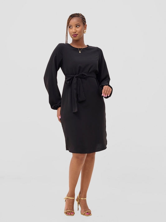 Vivo Zawadi Crepe Shift Dress - Black