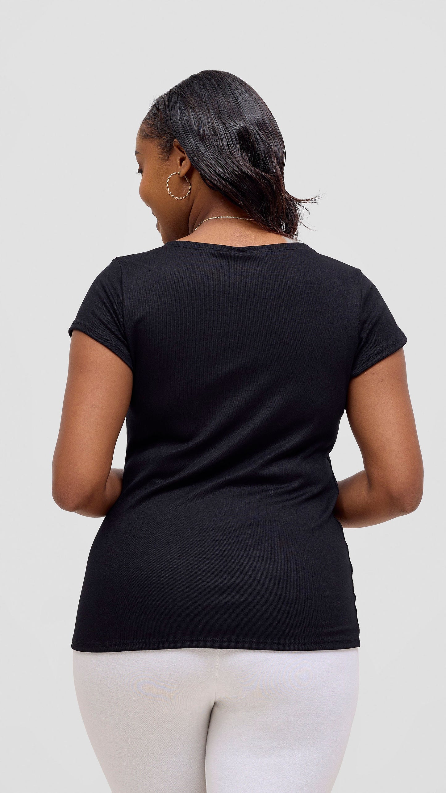 Vivo Basic Val Cap Sleeve Top - Black